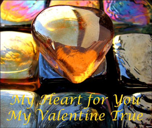 Beautiful free Valentine card, here is a photo of an orange gem stone with Valentine greeting below.