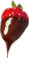 Ideas for dessert: Photo of strawberry covered in chocolate.