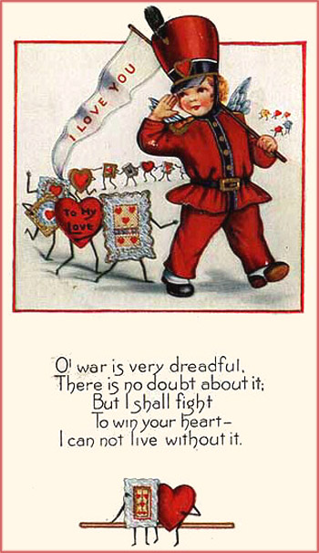 Old Civil War Valentines Cards with soldier and lots of Valentine greeting cards with Valentines poems.