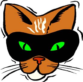 Weird but true facts: Funny drawing of a cat in a mask. Weird but true facts: Funny drawing of a cat in a mask.