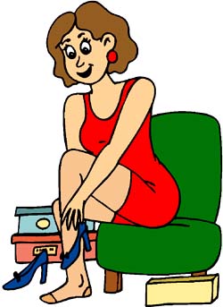 Weird facts: Drawing of woman trying shoes or buying shoes. Weird facts: Drawing of woman trying shoes or buying shoes.