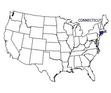 USA map with Connecticut highlighted