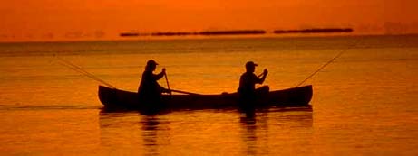 Louisiana nickname: Fisherman's Paradise - picture of fishing in sunset