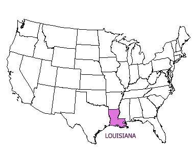 USA map with Louisiana highlighted