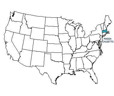 USA map with Massachusetts highlighted