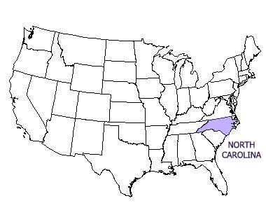 USA map with North Carolina highlighted