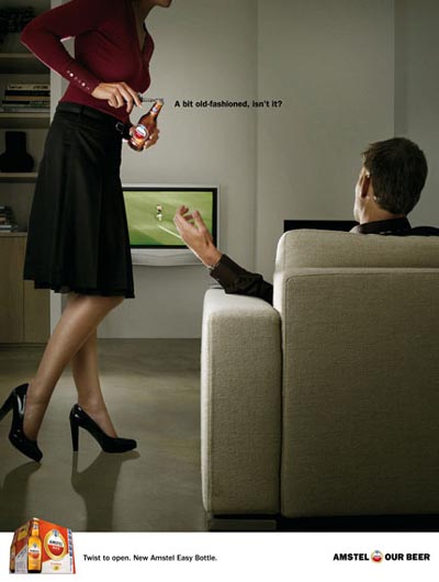Amstel commercial - woman opening bottle for her man!
