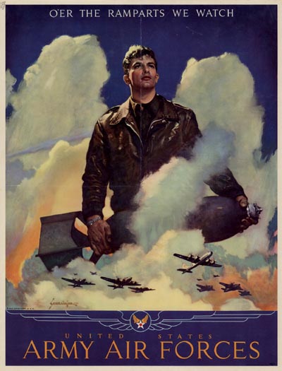 Old vintage wartime poster featuring the good American soldier.