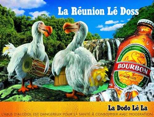 Bourbon dodo beer commercial - La reunion lé Doss. Two dodos.