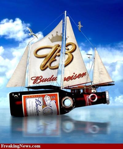 Budweiser bottle as a ship with sails - the best beer ads
