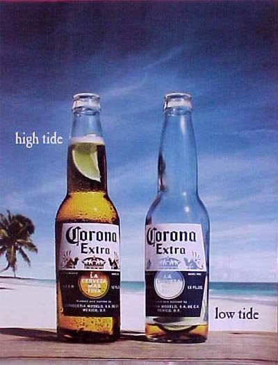 Corona Extra - high tide, low tide.