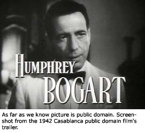 Trailer screen dump of Humphry Bogart in Casablanca.