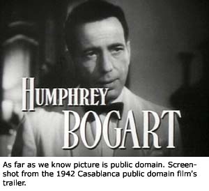Trailer screen dump of Humphry Bogart in Casablanca.