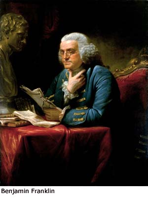 Painting of Benjamin Franklin.