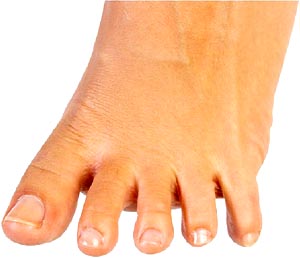 Funny facts: Photo of woman's foot. Foot spreading its toes.