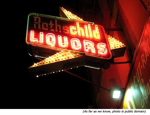 Funny neon signs. (Roths) child liquors