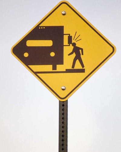 Funny street signs and funny warning signs about watching out for autocampers' side-view mirror