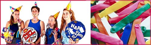 Happy birthday quotes - birthday party with hats and balloons.
