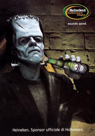 Great Heineken Ads with Frankenstein - Heineken Halloween Night! Sounds good! - great alcohol ads