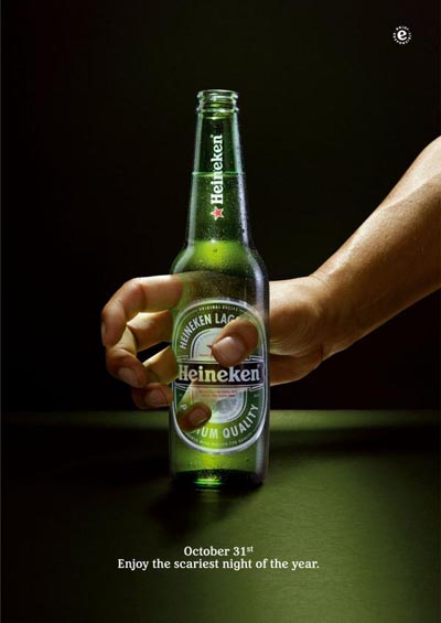 Heineken ads - Hand going through bottle - fab alcohol ads