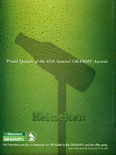 Heineken beer ads - sponsor of grammy awards