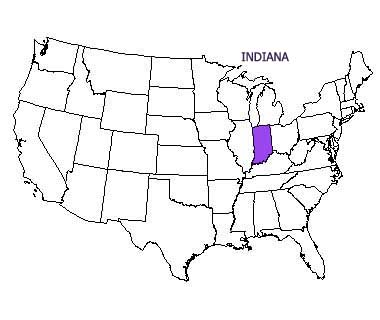 USA map with Indiana highlighted