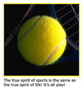 Close up picture of tennis ball with inspirational quote for athletes!