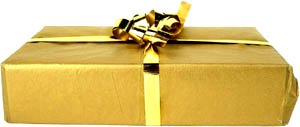 Every day is a gift: Photo of gift wrapped in golden paper.