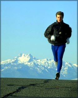 Picture of man running on the street.