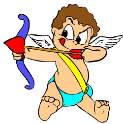 Funny drawing of little amor with bow and arrow