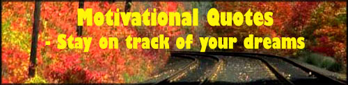 Motivational quotes: railway tracks going through autumn forest with red leaves.