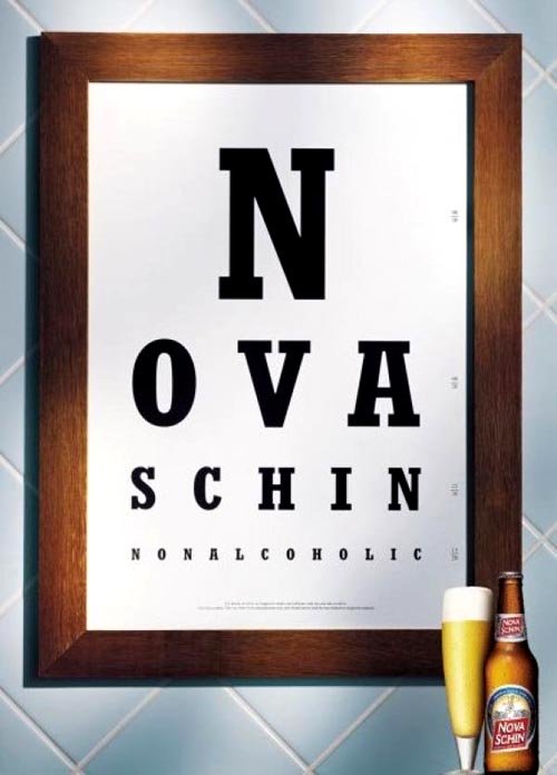 Nova Schin ads non-alcoholic - Letters on a board!