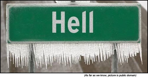 Random Funny Stuff - funny road signs - Hell freezes over in Norway