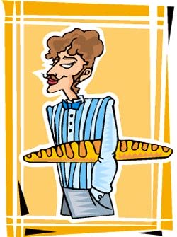 Really funny jokes: funny drawing of french guy with bread or baguette under his arm