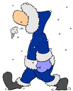 State slogan alaska - funny drawing of man in winter suit.