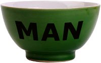 Unusual gifts for him: Green bowl with man written on it.