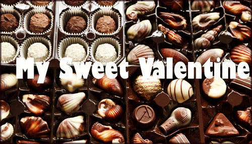 Modern Valentine card to print: Photo of white and brown chocolates.