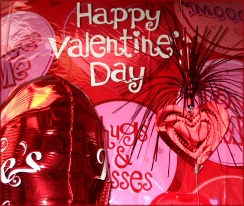 Photo Valentine's: Red Happy Valentine's balloon and other modern Valentine stuff.