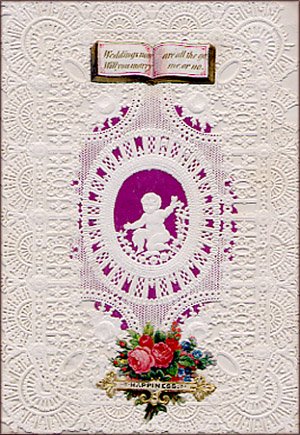 Old antique Valentine card with lace.