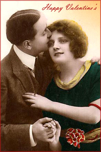 Vintage Valentine - old photo of man holding woman - Happy Valentine's